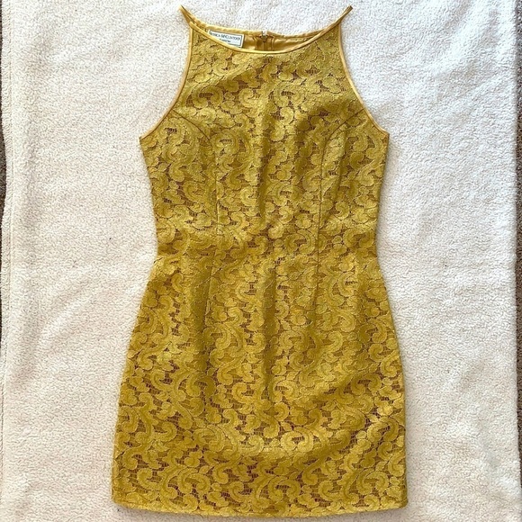 Jessica McClintock Dresses & Skirts - Gold Lace Dress Vintage 90’s Jessica McClintock